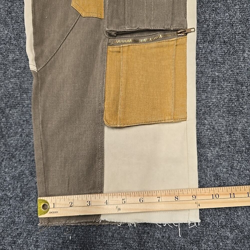 Oli & Hali Patchwork Paperbag Cargo Pants M Boho Utility Earthy Mineral Wash - Picture 13 of 16